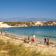 People fishing from the beach in Jurien Bay